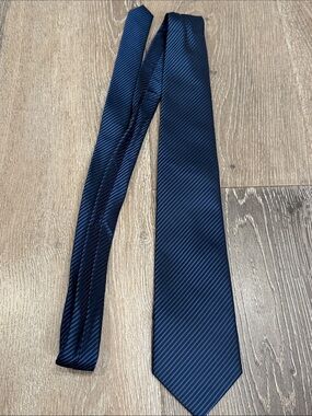 Hisdern Silk Blue Diagonal Stripe Silk Tie 0897